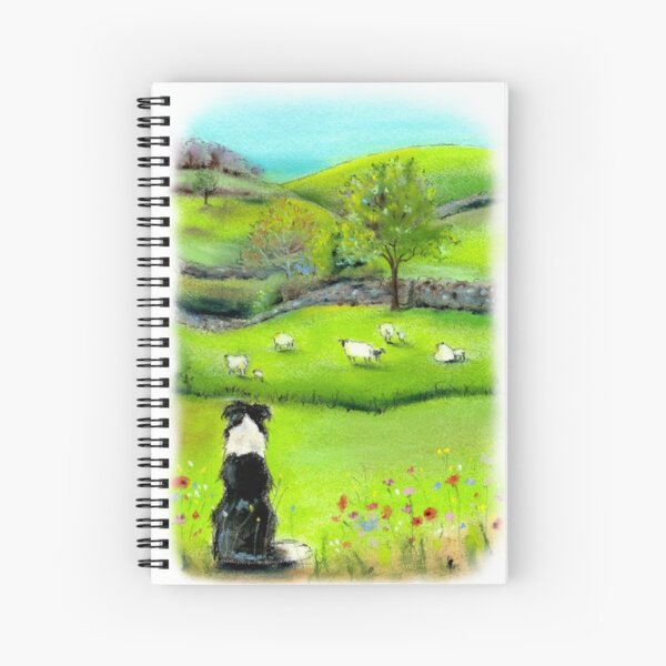 Keeping Watch - Border Collie Sheep Dog Spiral Notebook