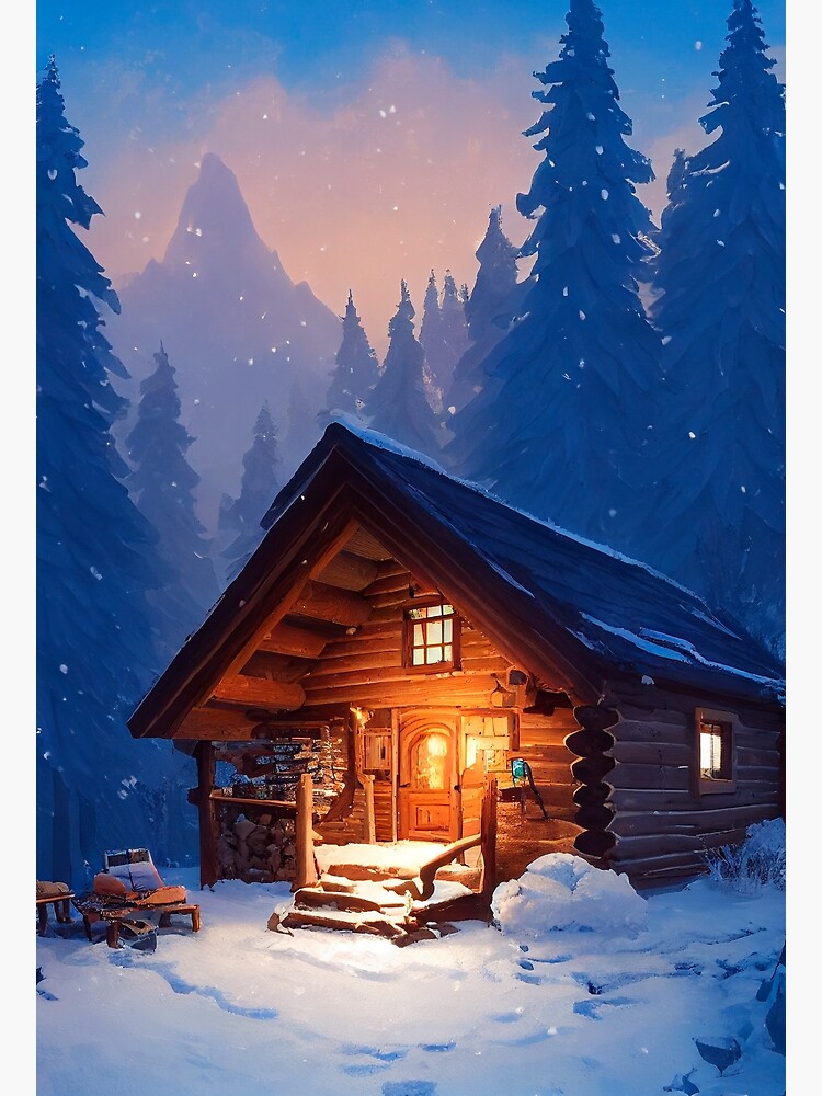 Cozy Winter Cabin Poster for Sale by devath