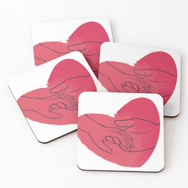 Item preview, Red Heart and Two Hands in Line and Watercolor Art designed and sold by RED by Arcanum Studio.