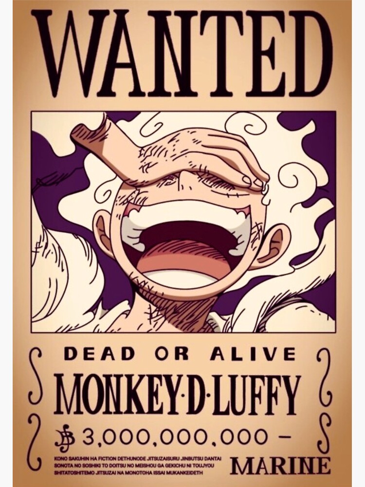 Monkey D Luffy Gear 5 Nika Wanted Bounty Poster by Amanomoon