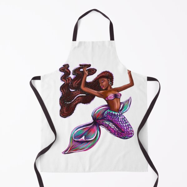 Item preview, mermaid with flowing red braids, Afro hair and caramel brown skin. African American Mermaid designed and sold by Artonmytee.