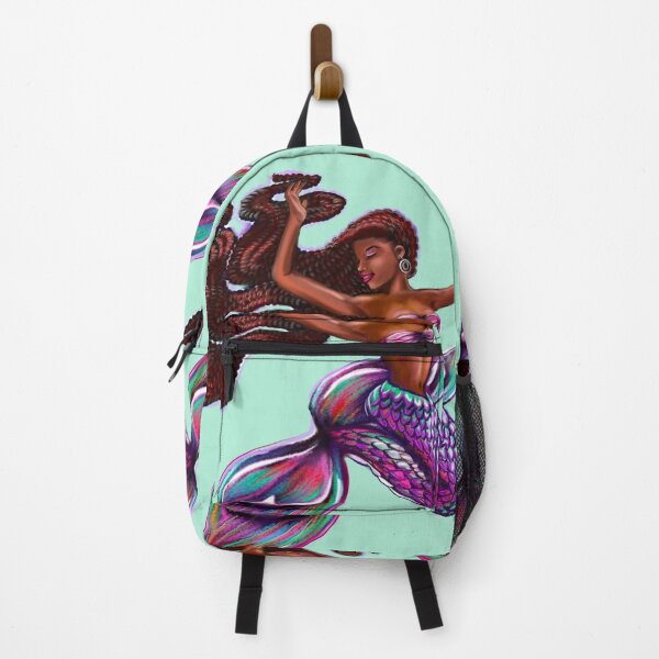 Item preview, mermaid with flowing red braids,   Afro hair and caramel brown skin. African American Mermaid  designed and sold by Artonmytee.