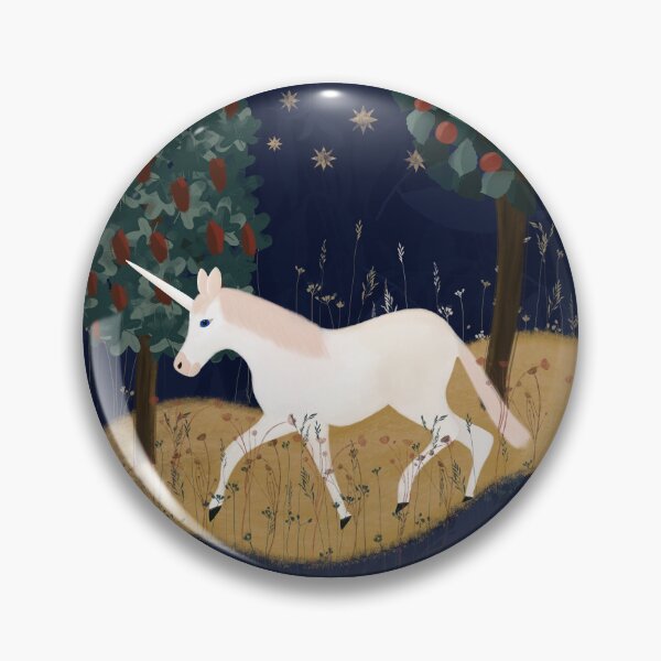Artikelvorschau, Einhorn im Wald - blauer Hintergrund entworfen und verkauft von KizzyW.