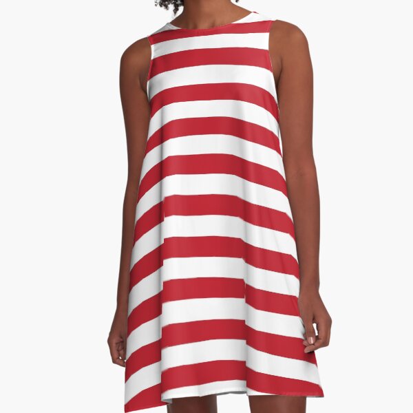 Red and White Stripes | Stripe Patterns | Striped Patterns | Wide Stripes | Horizontal Stripes | A-Line Dress