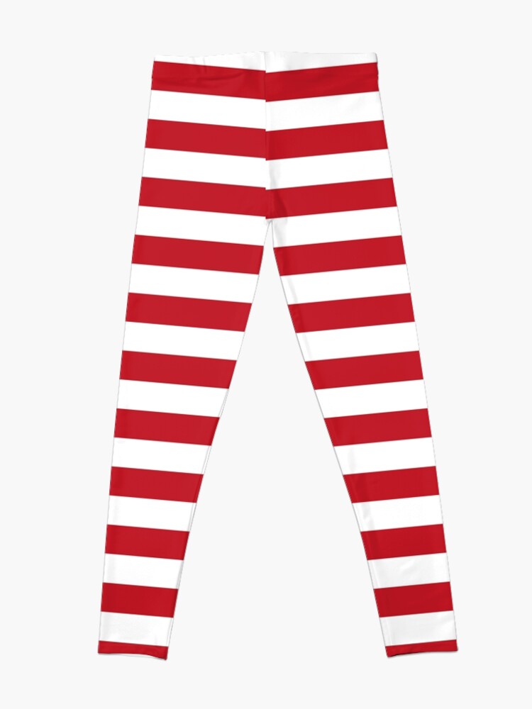 Red and White Striped Leggings Vertical Striped Leggings