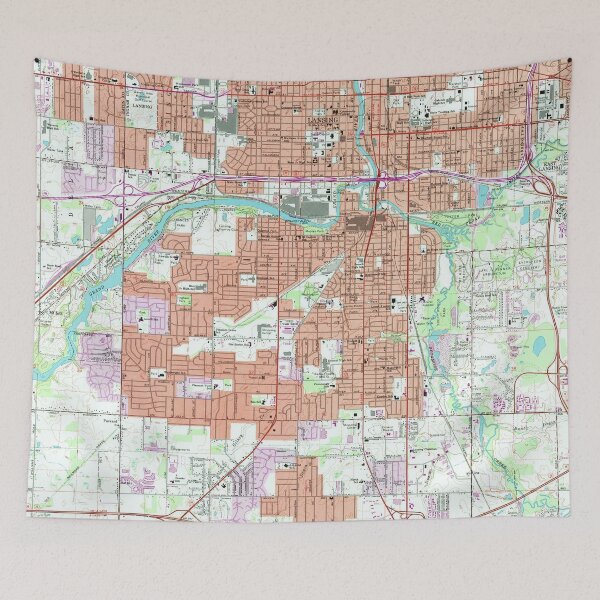 Item preview, Vintage Map of Lansing Michigan (1965) designed and sold by BravuraMedia.