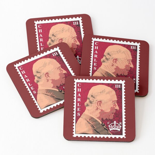 Item preview, Charles III postage stamp (red) designed and sold by SolidEarthArt.