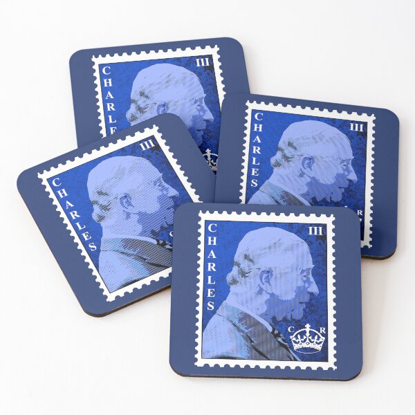 Item preview, Charles III postage stamp (blue) designed and sold by SolidEarthArt.