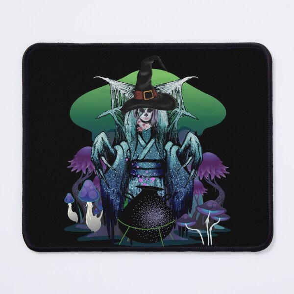 Item preview, Witch with purple & green saucepan with mushrooms, cooking magic potion designed and sold by Anke Franikowski.