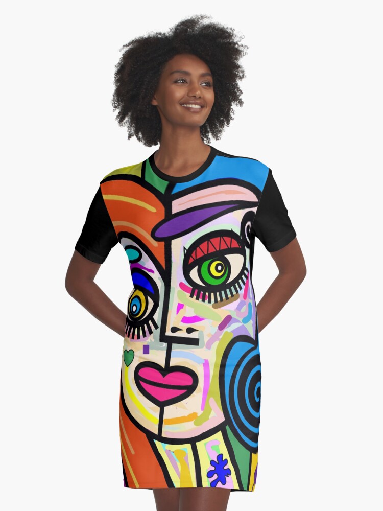 Face print t shirt dress hotsell