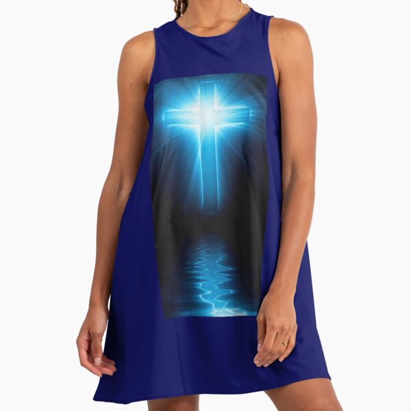 blue and white or gold and white dress Navy Blue Cotton Flax Criss-Cross Back Short Dress 48