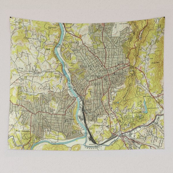 Item preview, Vintage Map of Asheville North Carolina (1943) designed and sold by BravuraMedia.