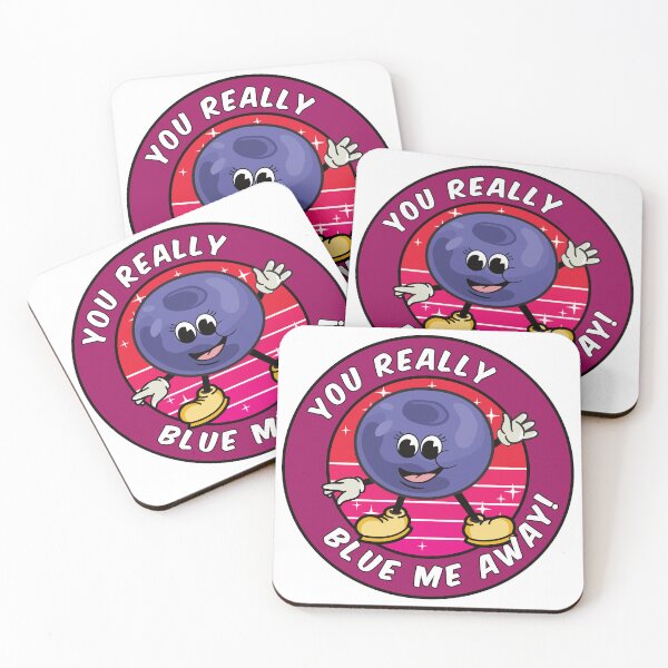 Item preview, Funny Cartoon Blueberry Pun:You really blue me away designed and sold by Happy Puppy Print On Demand.