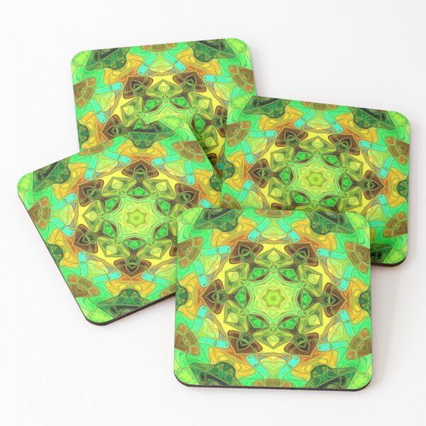 Item preview, Mosaic Kaleidoscope Flower Yellow Green and Blue designed and sold by WormholeOrbital.