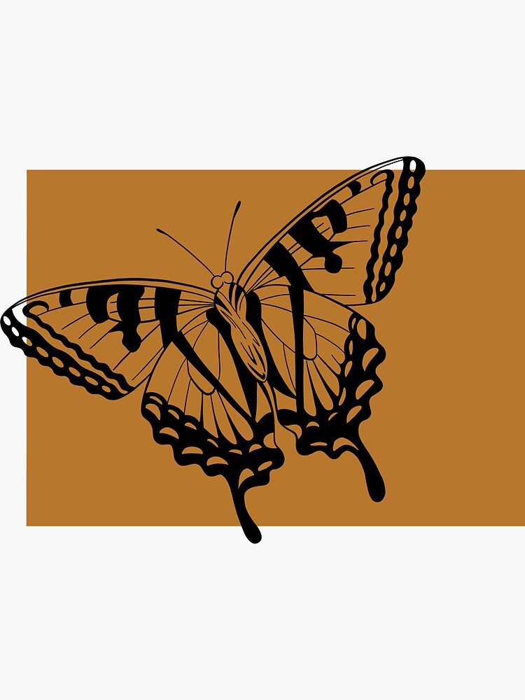 Simple Monarch Butterfly In Black And Burnt Orange Sticker For Sale