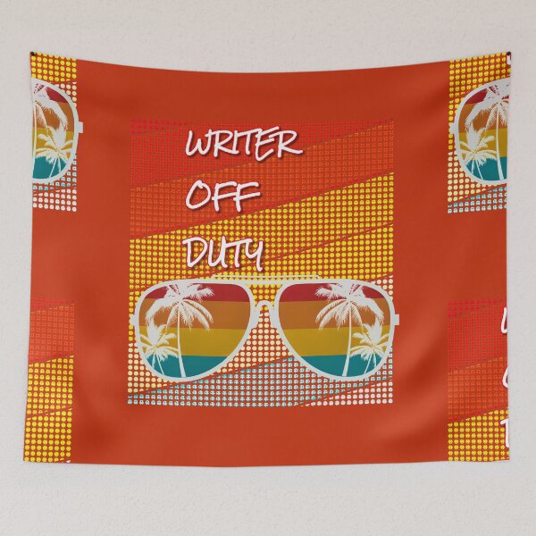 Item preview, Writer Off Duty with retro sunset & sunglasses.  designed and sold by CristalleLisa.