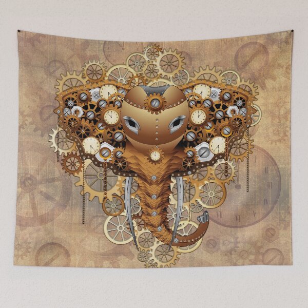 Item preview, Steampunk Elephant Vintage Retro Style Machine designed and sold by BluedarkArt.