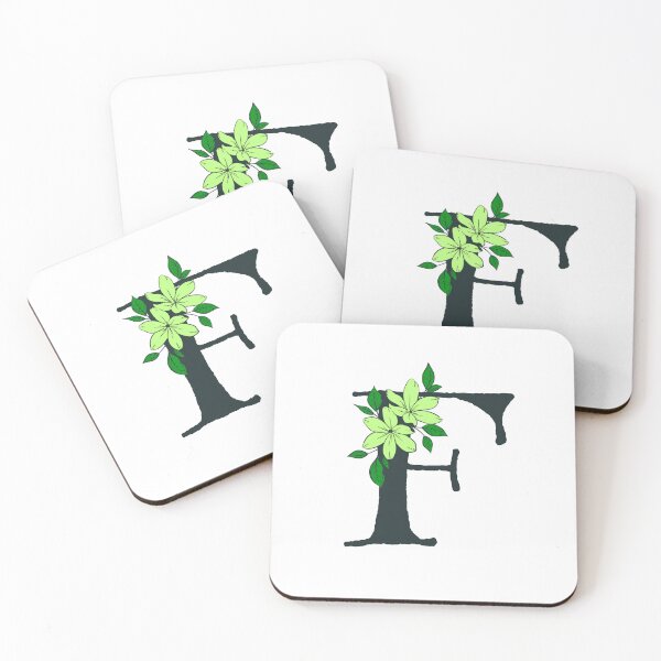 Item preview, Green floral F monogram designed and sold by Coffee Lifestyle.