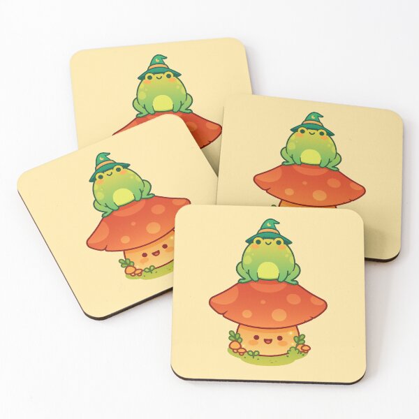 Item preview, Kawaii Wizard Little Green Frog on Top of a Mushroom designed and sold by May's Studio.