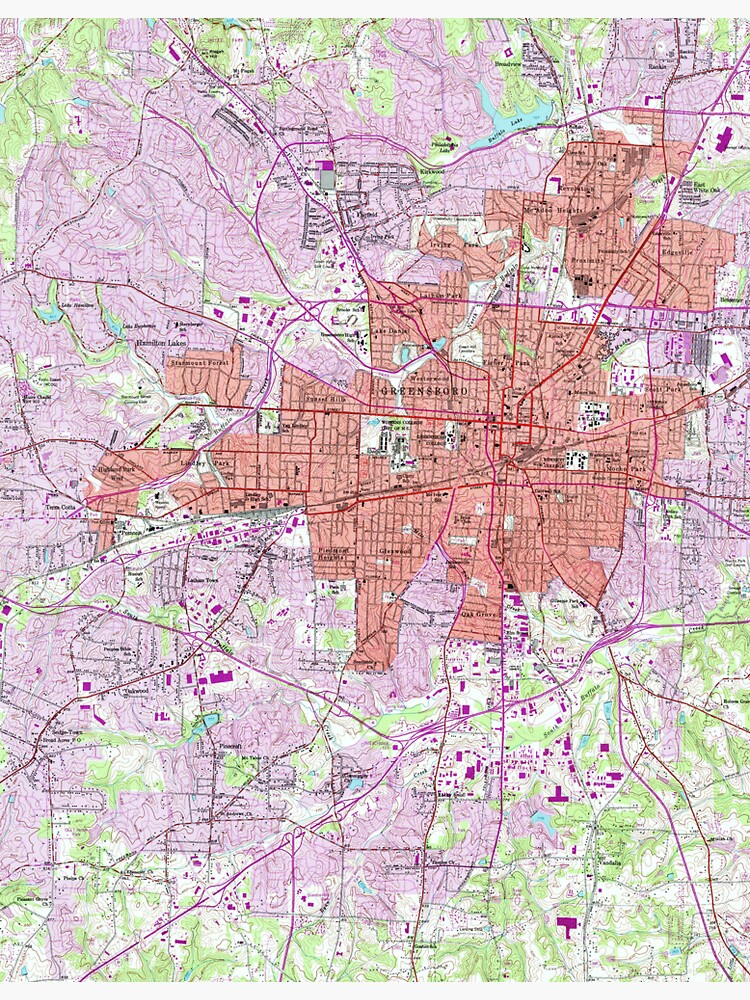 "Vintage Map of Greensboro North Carolina (1951) " Sticker by