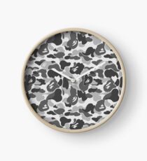 BAPE Camo Greyscale Black and White Clock