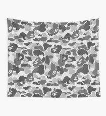 BAPE Camo Greyscale Black and White Wall Tapestry