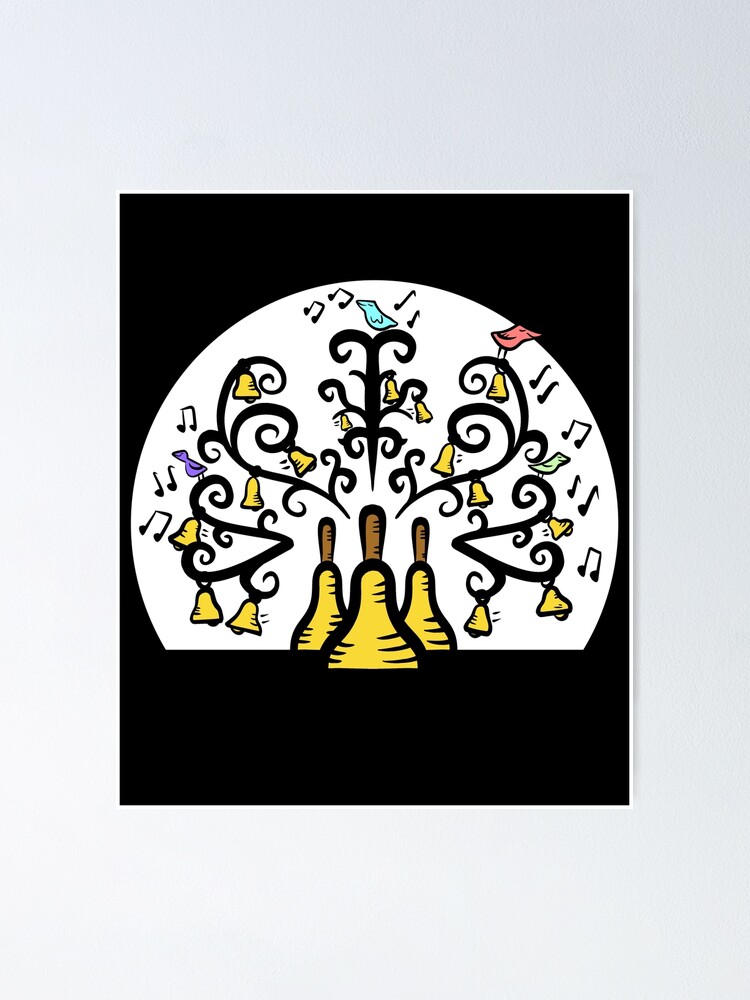"Three Handbells Tree Of Music White Circle" Poster for Sale by