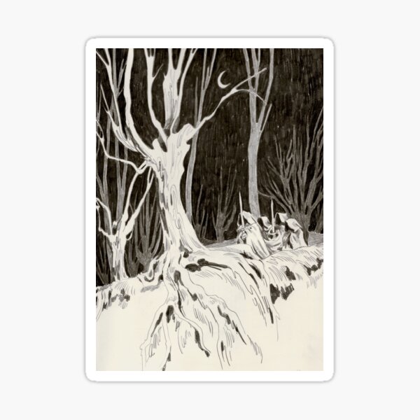 Vista previa del artículo con la obra «Jinetes negros en la ilustración del bosque», diseñado y vendido por fishboii.