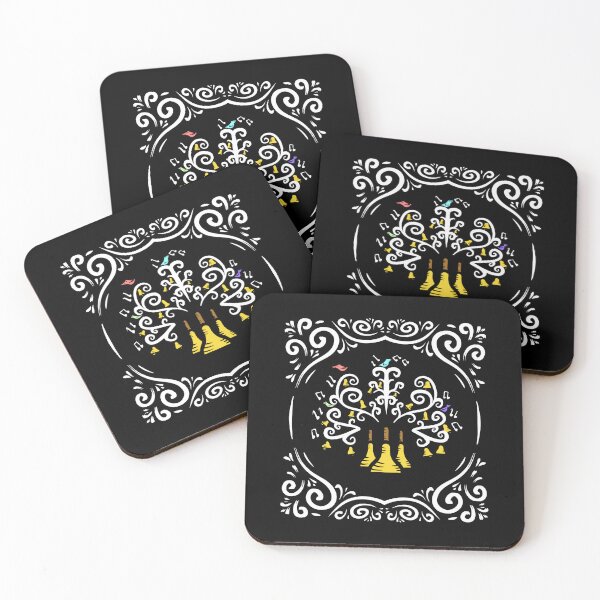 Item preview, Three Handbells Tree Of Music White Swirl Art Nouveau Pattern designed and sold by SubtleSplit.