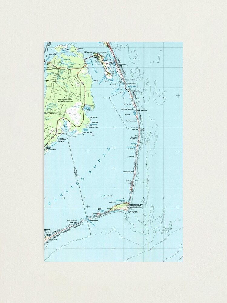 vintage southern outer banks map 1957 photographic print by bravuramedia redbubble