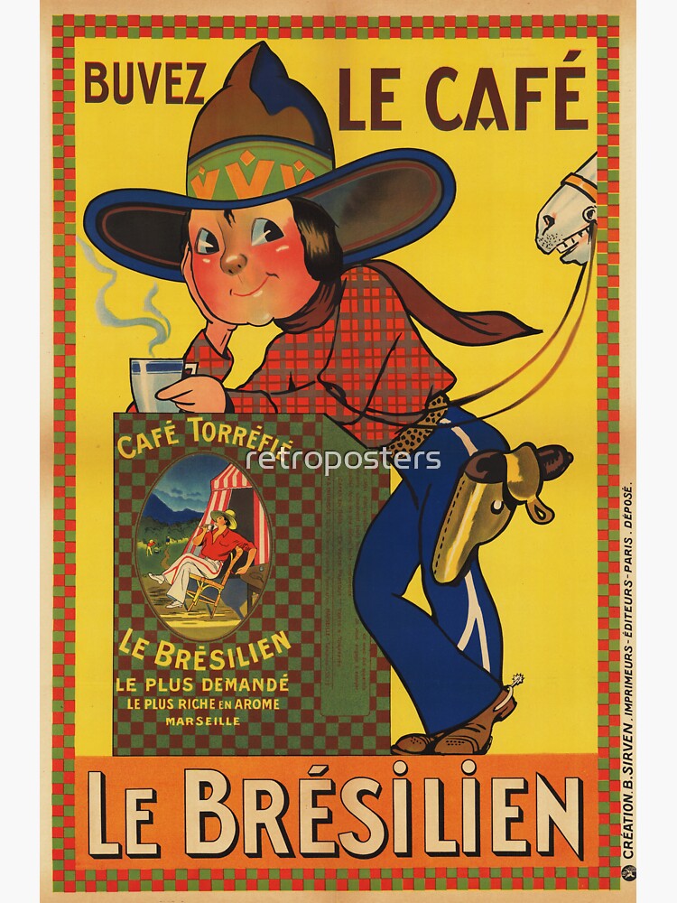 LE BRESILIEN Buvez Le Cafe France Paris 1920 Vintage Art Poster le-bresilien-buvez-le-cafe-france-paris-1920-vintage-art-poster