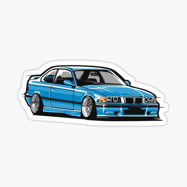 Stanced E36 Blue Pegatina