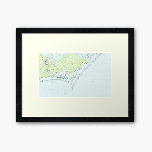 Cape Lookout National Seashore & Morehead City Map Framed Art Print
