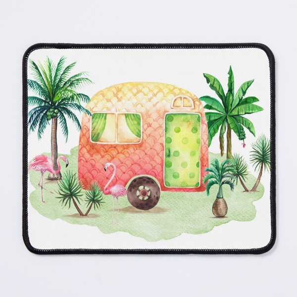 Item preview, Tropical Paradise Flamingo Vintage Glamper Camper designed and sold by ReefCoast.