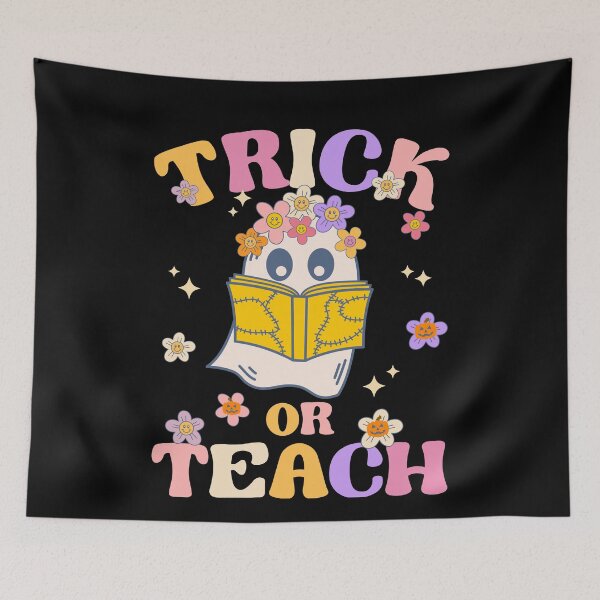 Item preview, Retro Ghost Halloween Teacher Costume Trick or Teach Floral designed and sold by ohmier.