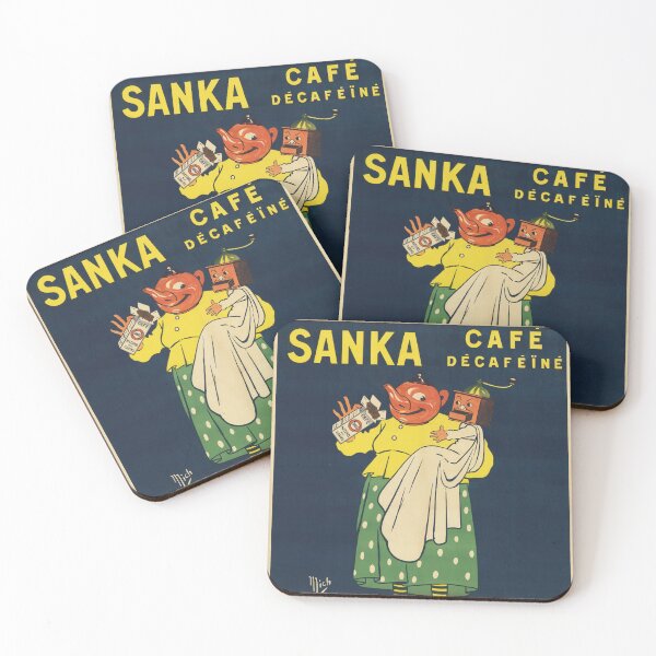 Item preview, SANKA CAFE DECAFEINE Decaffeinated 1910 Vintage French Coffee Poster by Mich designed and sold by retroposters.