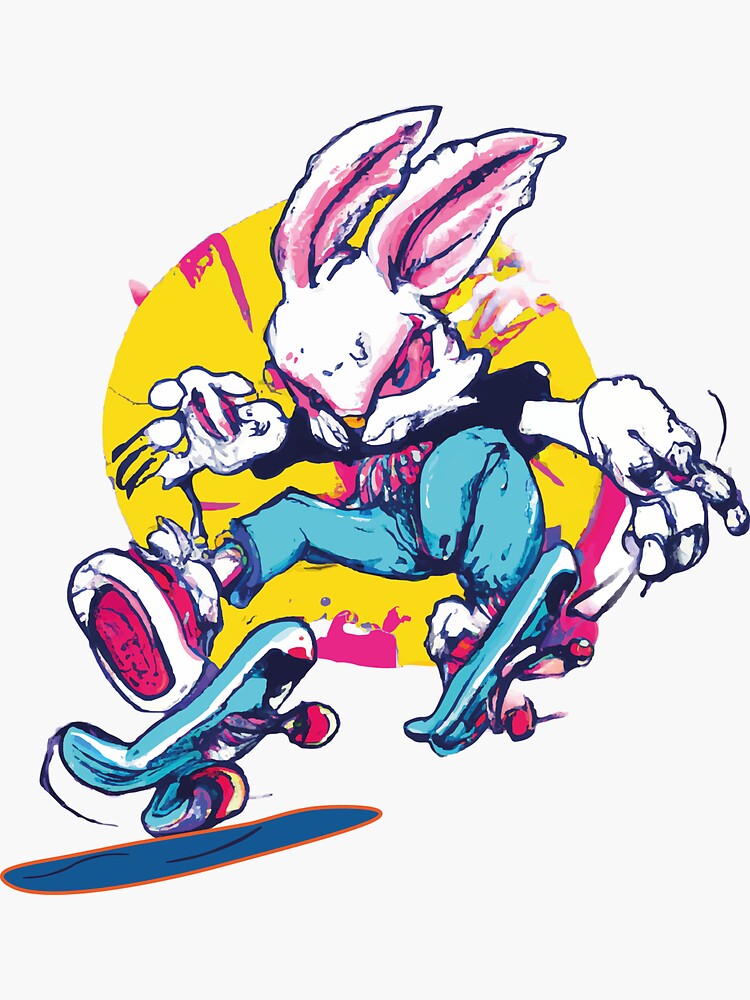 "Cool And Skateboarding Bunny" Sticker for Sale by PetyAnimals Redbubble