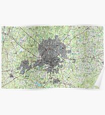 Raleigh North Carolina Map (1990) Poster