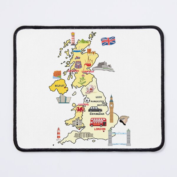 CASTLES of BRITAIN～英国の城ガイドマップポスター～ の額 国別地図 ポスター｜イギリス 地図のポスター UK-map – Hotdogger