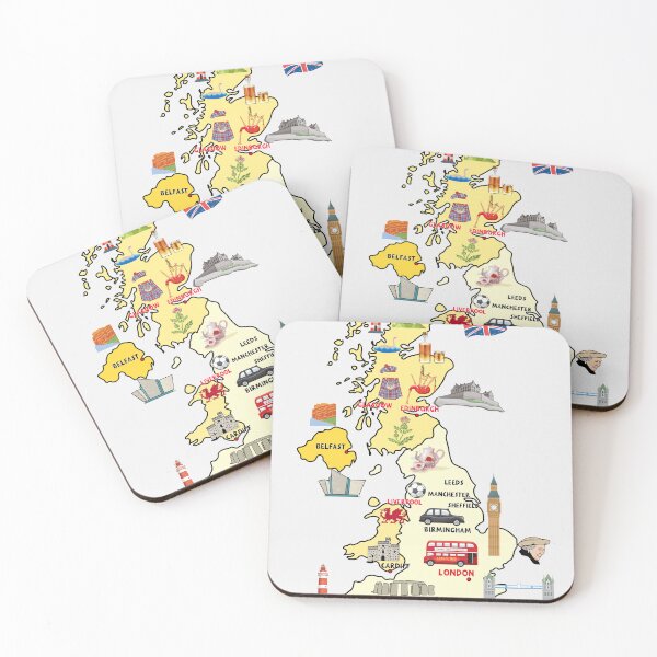 Item preview, UK map ILLUSTRATED MAP OF UNITED KINGDOM SHOWING THE TOP ATTRACTIONS designed and sold by mashmosh.