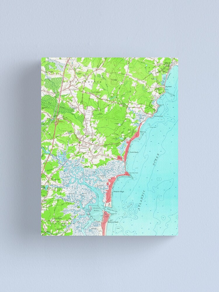 "Vintage Map Of Hampton Beach New Hampshire (1957)" Canvas Print By ...