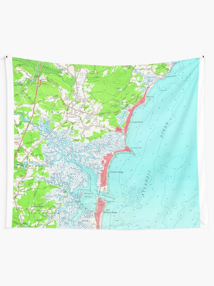 "Vintage Map of Hampton Beach New Hampshire (1957)" Tapestry by 