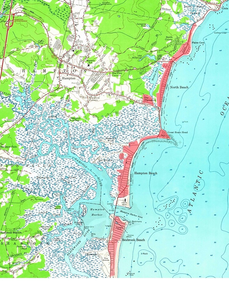 Map Of Hampton Beach Nh Vintage Map Of Hampton Beach New Hampshire (1957)" Ipad Case & Skin For  Sale By Bravuramedia | Redbubble