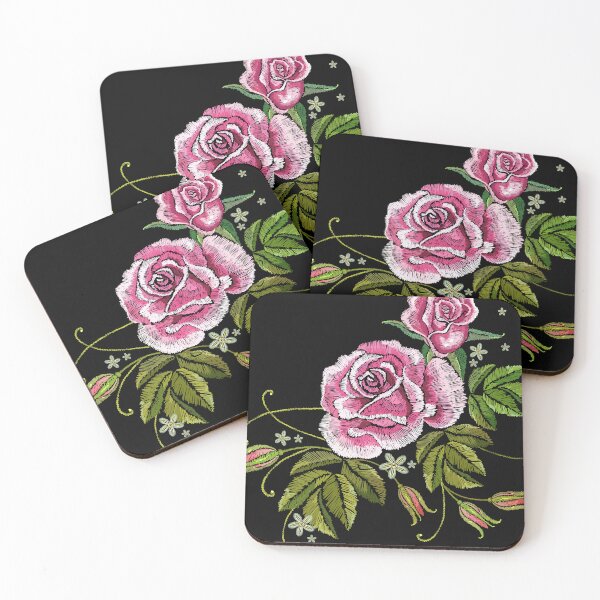 Item preview, Pink roses flowers embroidery designed and sold by yassineddy.