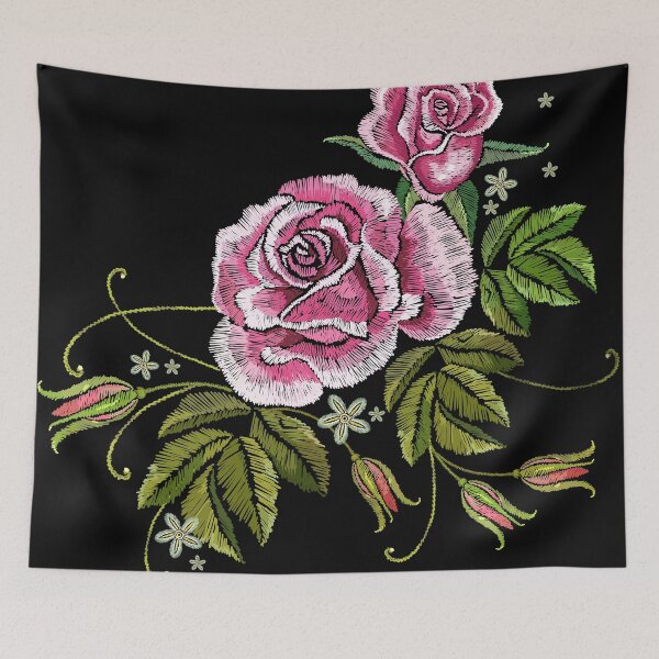 Item preview, Pink roses flowers embroidery designed and sold by yassineddy.