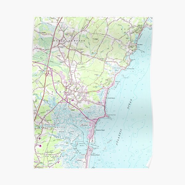 "Vintage Map Of Hampton Beach NH (1957)" Poster For Sale By ...