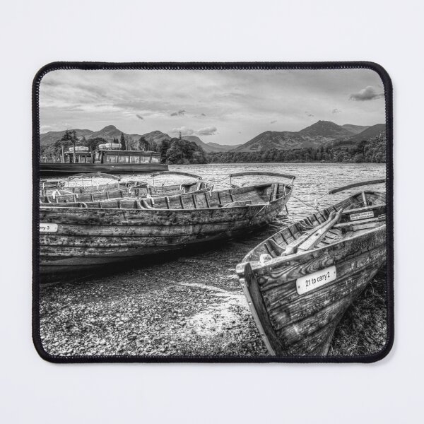 Item preview, Black And White Derwentwater Wooden Rowing Boats designed and sold by Paul Thompson Photography.