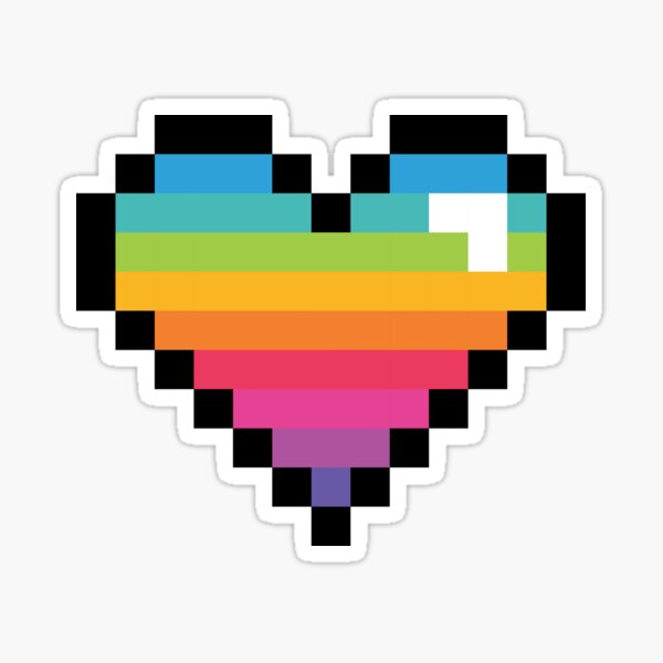 8-Bit Stripe Rainbow Heart Sticker