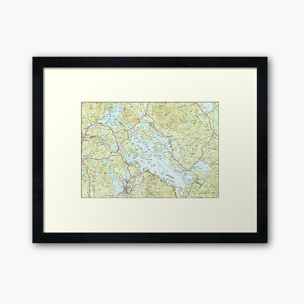 Lake Winnipesaukee Map (1986) Framed Art Print