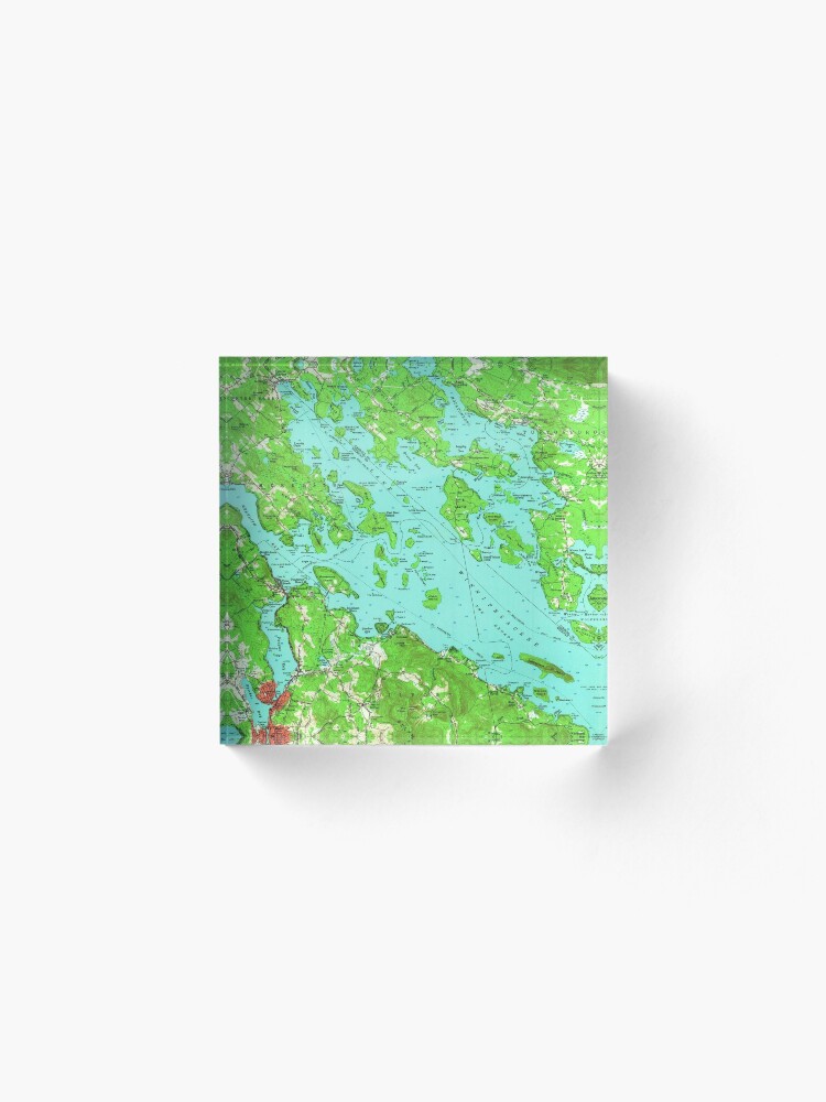 Alternate view of Vintage Map of Lake Winnipesaukee (1956) Acrylic Block